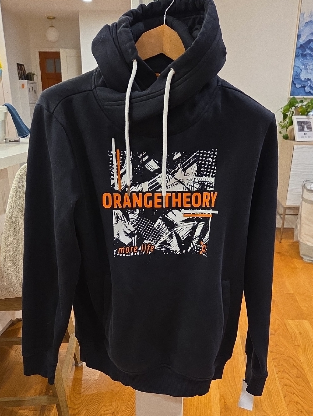 Orangetheory Men's Black Pullover Hoodie with Orange and White Graphic (M)
